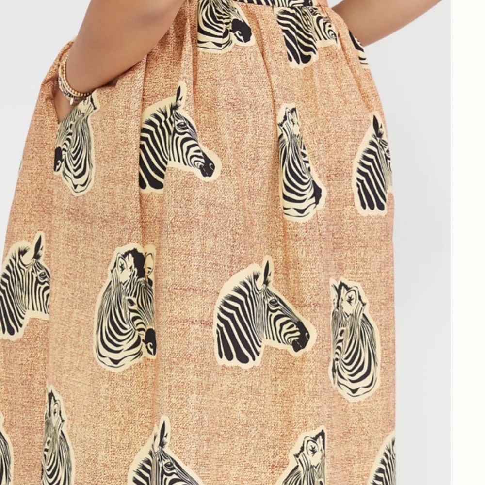 SIKA A-Line Zebra Animal Boho Peasant Hipster Hippie Art Deco Farm Midi Skirt - Picture 2 of 7